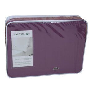 Lacoste Queen Percale Solid Sheet Set Plum 100% Cotton Light Weight Elegant